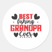 最高の魚釣りグランパエバーファーダーデイ魚釣り恋人 ラウンドシール (正面)