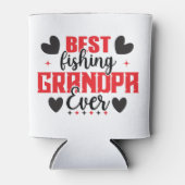 最高の魚釣りグランパエバーファーダーデイ魚釣り恋人 缶クーラー (正面)
