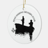 最高の魚釣りグランパエバーファーデー祖父 セラミックオーナメント (左)