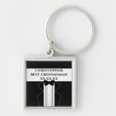 最高の黒タイの仲人用タキシード ウェディング キーチェーン (正面)