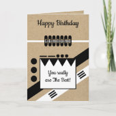 最高の黒・白の素朴誕生日 カード (正面)