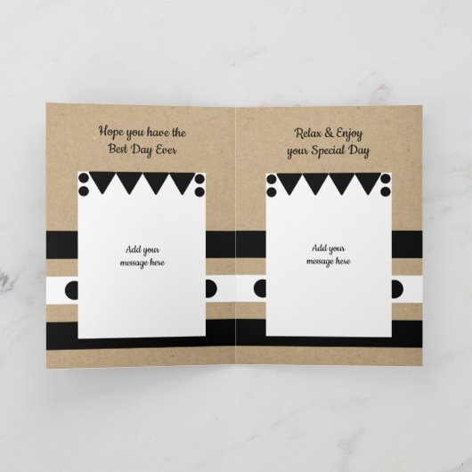 最高の黒・白の素朴誕生日 カード (内部)