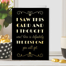 最高の1つのアールデコの誕生日金ゴールド 箔グリーティングカード