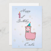 最高の1年ハッピーバースデーフラットカー子供へド 招待状 (正面/裏面)