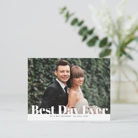 最高の1日をありがとう、結婚式の写真感謝カード ポストカード (スタンド正面)