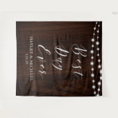 最高の1日を飾る ラスティックウッド ウェディング フォト バックドロップ タペストリー (正面(横))