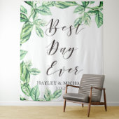 最高の1日 グリーン ウェディング フォト 背景 タペストリー