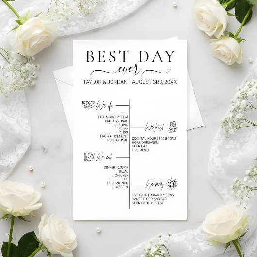 最高の1日 | シンプルな結婚式のプログラム  チラシ