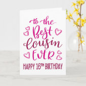 最高の16誕生日タイポグラフィ カード (黄色い花)