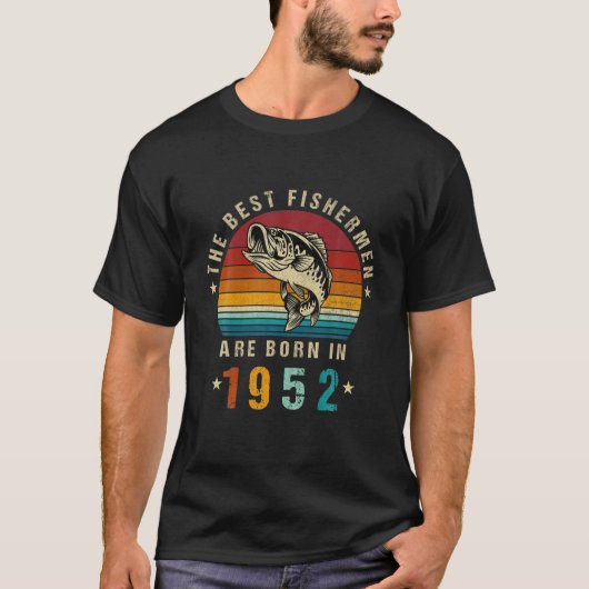 最高の1952年の漁生まれ士のヴィンテージ魚釣り70 Tシャツ (正面)