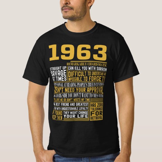 最高の1963年のFacts for Mens, Womens, Bday Gif Tシャツ (正面)