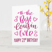 最高の21歳の誕生日タイポグラフィ カード (黄色い花)