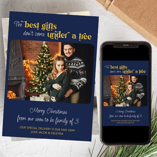 最高の3写真青妊娠のギフトファミリー シーズンカード