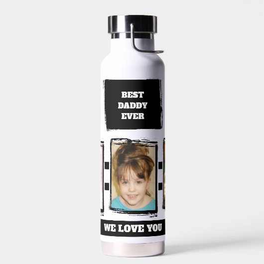 最高の3枚の写真に愛する白い黒い黒い写真 ウォーターボトル (左面)