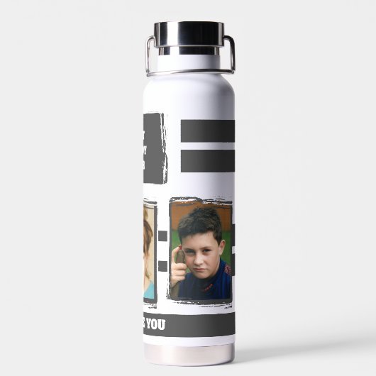 最高の3枚の写真を愛する白いグレーの写真 ウォーターボトル (背面)