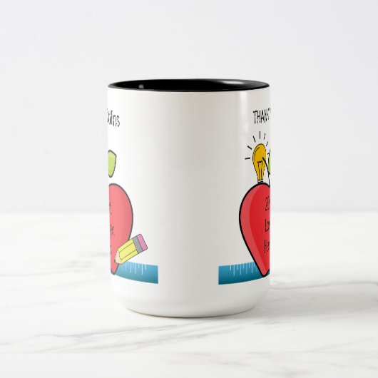 最高の.先生.常。引用文アップルギフトパーソナライズされたギフト ツートーンマグカップ (中央)