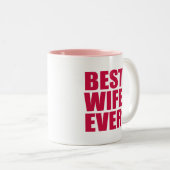 最高の.奥さん。今まで。(ピンク) ツートーンマグカップ (正面右)