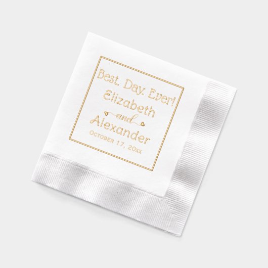 最高の.日。今までだ！新郎新婦の名前タイポグラフィ 箔ナプキン (左)