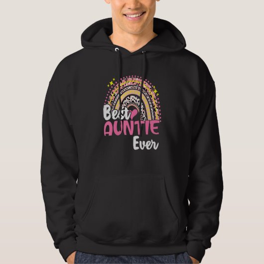 最高のAuntie Everおもしろい Pink Leopard Rainbow Mother パーカ (正面)