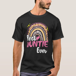 最高のAuntie Everおもしろい Pink Leopard Rainbow Mother Tシャツ