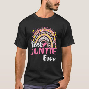 最高のAuntie Everおもしろい Pink Leopard Rainbow Mother Tシャツ