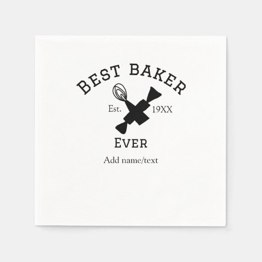 最高のbaker ever add name文字ベーキングest year調理師 スタンダードカクテルナプキン (正面)