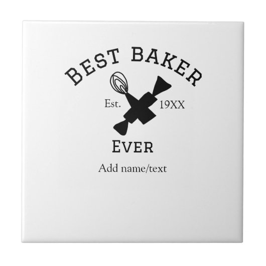 最高のbaker ever add name文字ベーキングest year調理師 タイル (正面)