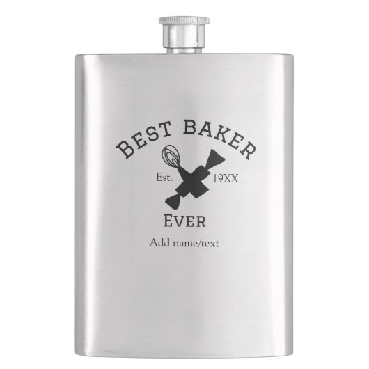 最高のbaker ever add name文字ベーキングest year調理師 フラスク (正面)