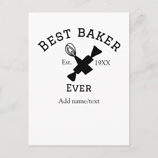 最高のbaker ever add name文字ベーキングest year調理師 ポストカード (正面)