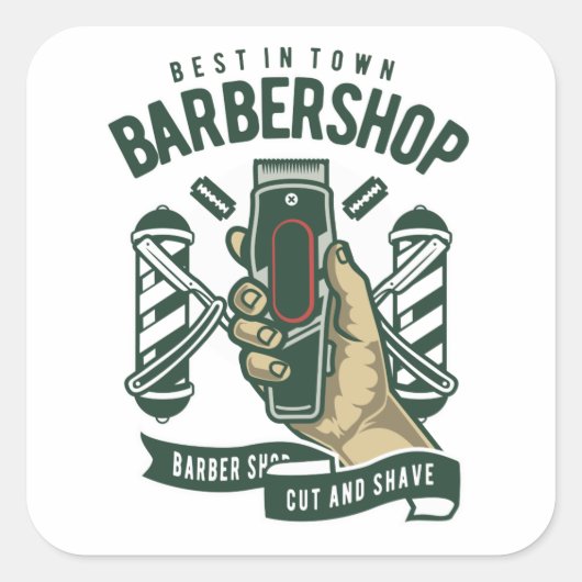 最高のBarbershopヴィンテージロゴ スクエアシール (正面)