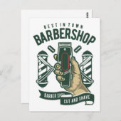 最高のBarbershopヴィンテージ ポストカード (正面/裏面)