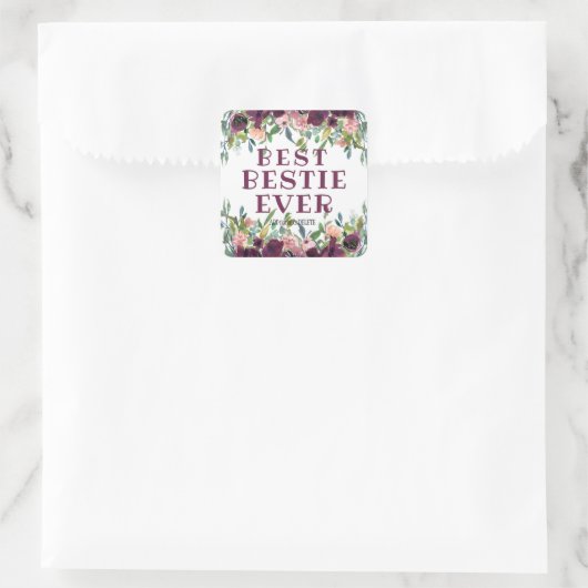 最高のBestie Ever引用文ユニーク友好ギフトbff スクエアシール (バッグ)