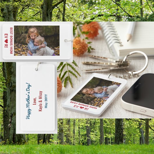 最高のBonus Mom Ever Mother's Day Photo Keepsake キーホルダー