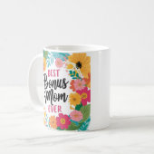 最高のBonus Mom Ever Mug -フローラ母の日ギフト コーヒーマグカップ (正面左)