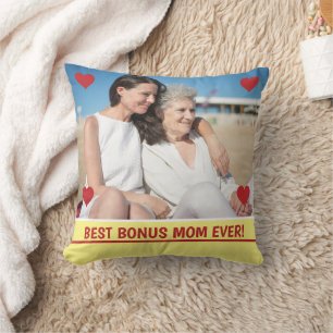最高のBonus Mom Ever Photoハート母の日 クッション