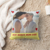 最高のBonus Mom Ever Photoハート母の日 クッション (ブランケット)