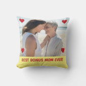 最高のBonus Mom Ever Photoハート母の日 クッション (正面)