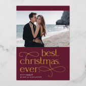 最高のChristmas Ever婚約写真 箔シーズンカード (正面)