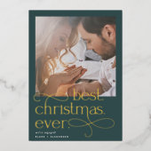 最高のChristmas Ever婚約写真 箔シーズンカード (正面)