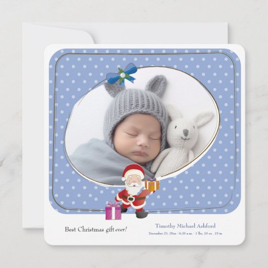 最高のChristmas Gift Ever Photo Birth Announcement 案内状 (正面)