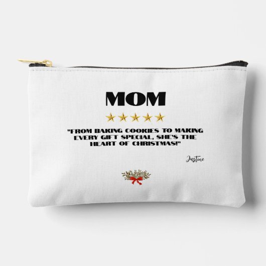 最高のChristmas Mom 5つ星レビューデザイン編集可能 アクセサリーポーチ (正面)