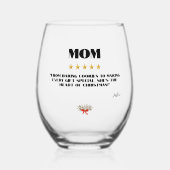 最高のChristmas Mom 5つ星レビューデザイン編集可能 ステムなしワイングラス (正面)
