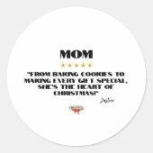 最高のChristmas Mom 5つ星レビューデザイン編集可能 ラウンドシール (正面)