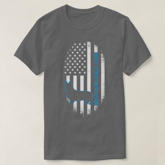最高のCorgi Mom Ever Corgi Dog Mother American Flag Tシャツ (デザイン正面)