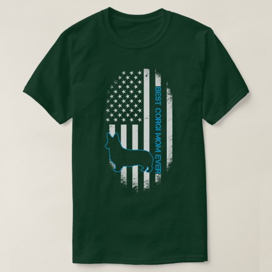 最高のCorgi Mom Ever Corgi Dog Mother American Flag Tシャツ (デザイン正面)