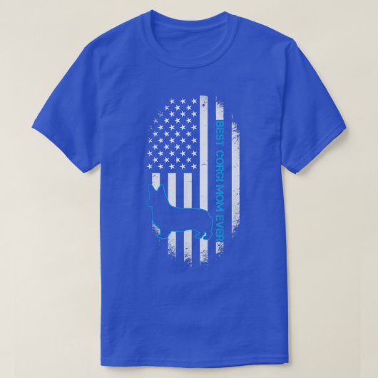 最高のCorgi Mom Ever Corgi Dog Mother American Flag Tシャツ (デザイン正面)