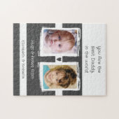 最高のDaddy 2枚の写真の名前を追加する白い灰色のグレー ジグソーパズル (横)