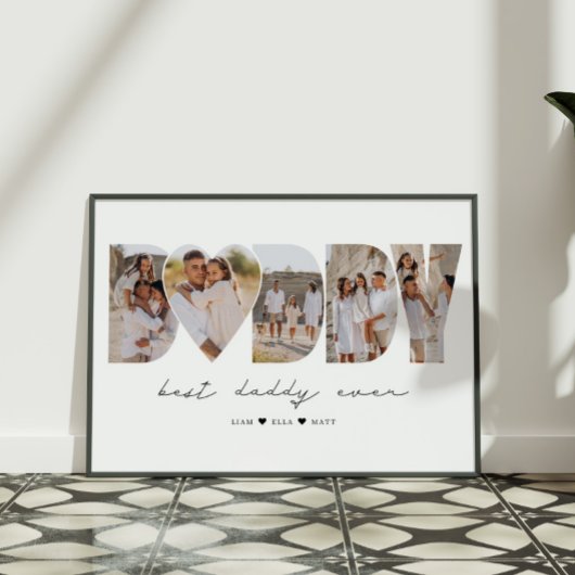 最高のDaddy Everモダン Photo Collage Father's Day ポスター