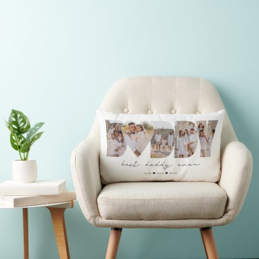 最高のDaddy Everモダン Photo Collage Father's Day ランバークッション (椅子)
