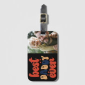 最高のDaddy Everレトロパーソナライズされた写真 ラゲッジタグ (正面縦)